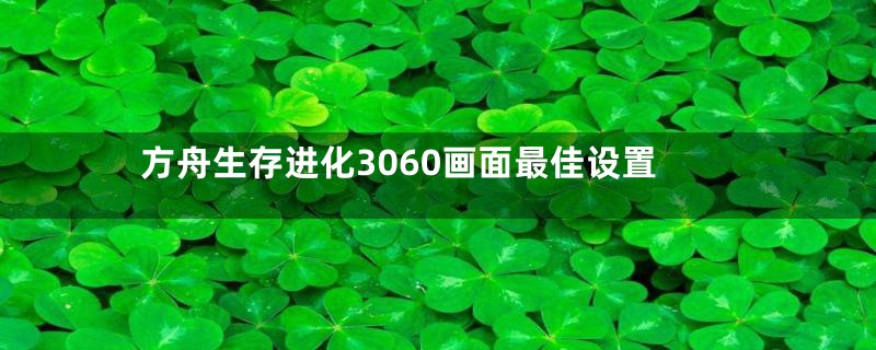 方舟生存进化3060画面最佳设置